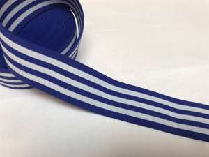 Blød elastik til undertøj -  4 cm i  stribet, blå/ hvid